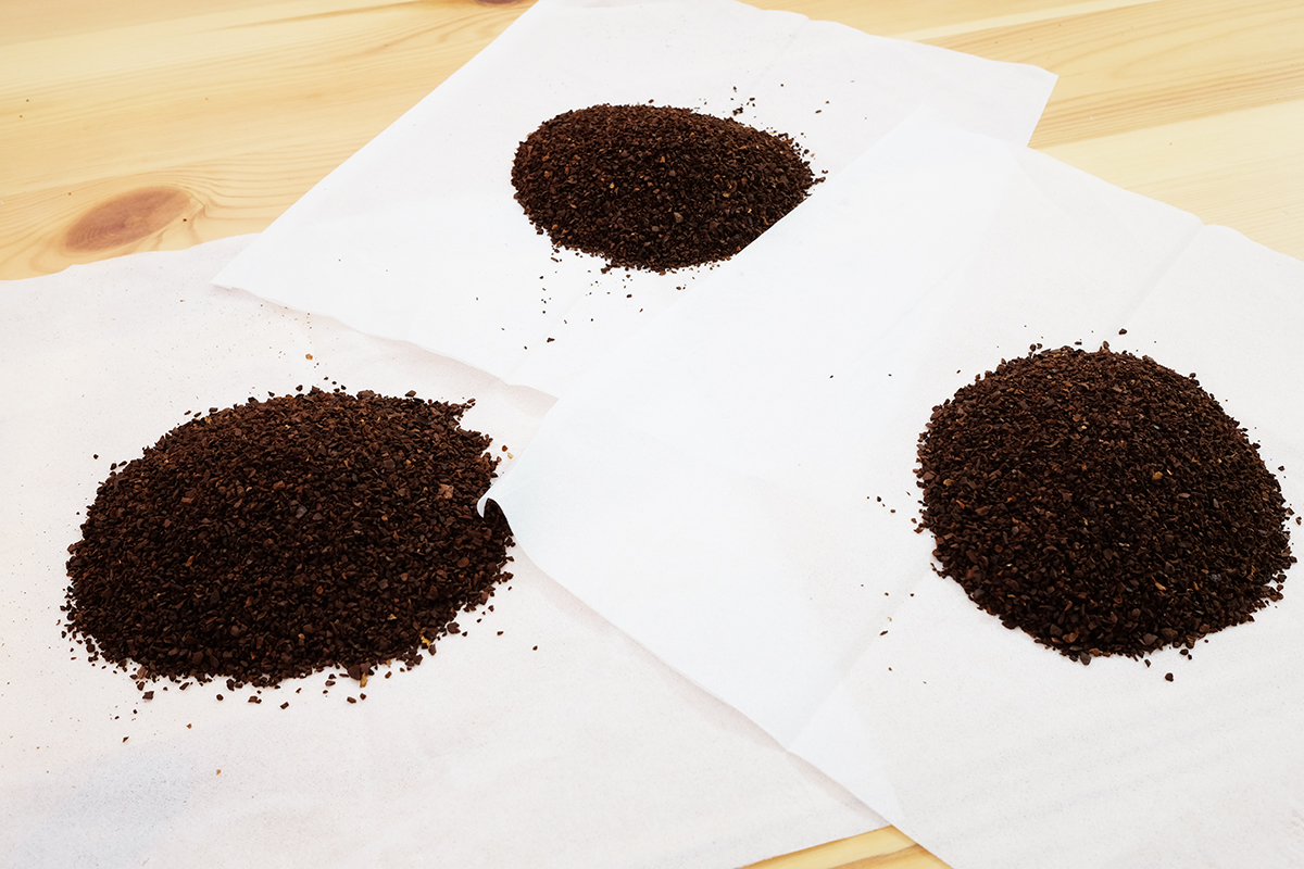 3種類の微粉を取り除いたコーヒー粉