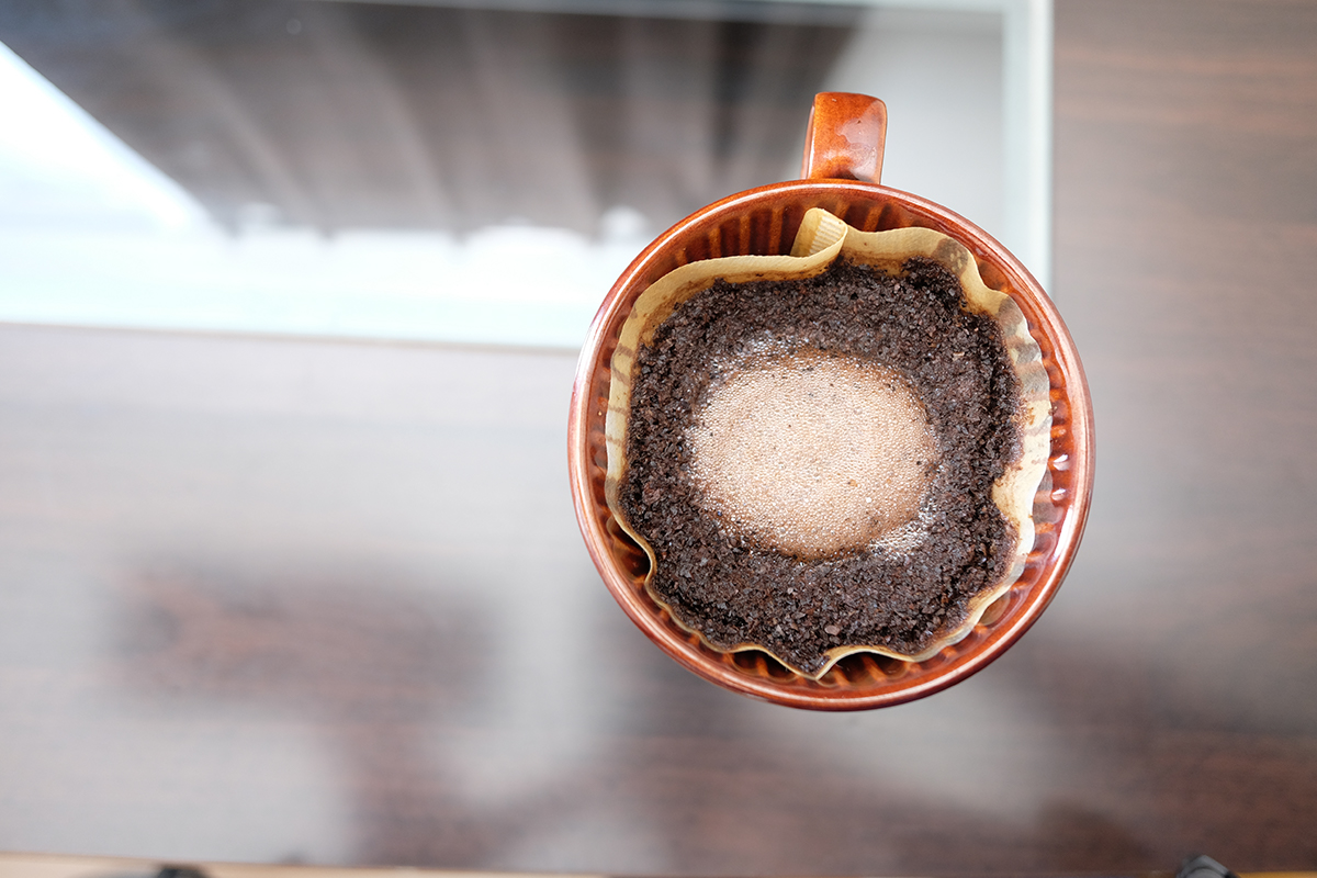 コーヒーを淹れた後のカリタのコーヒードリッパー